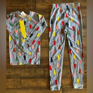 Hanna Andersson Gray Kids Pajama Set with Multicolor Tree Prints